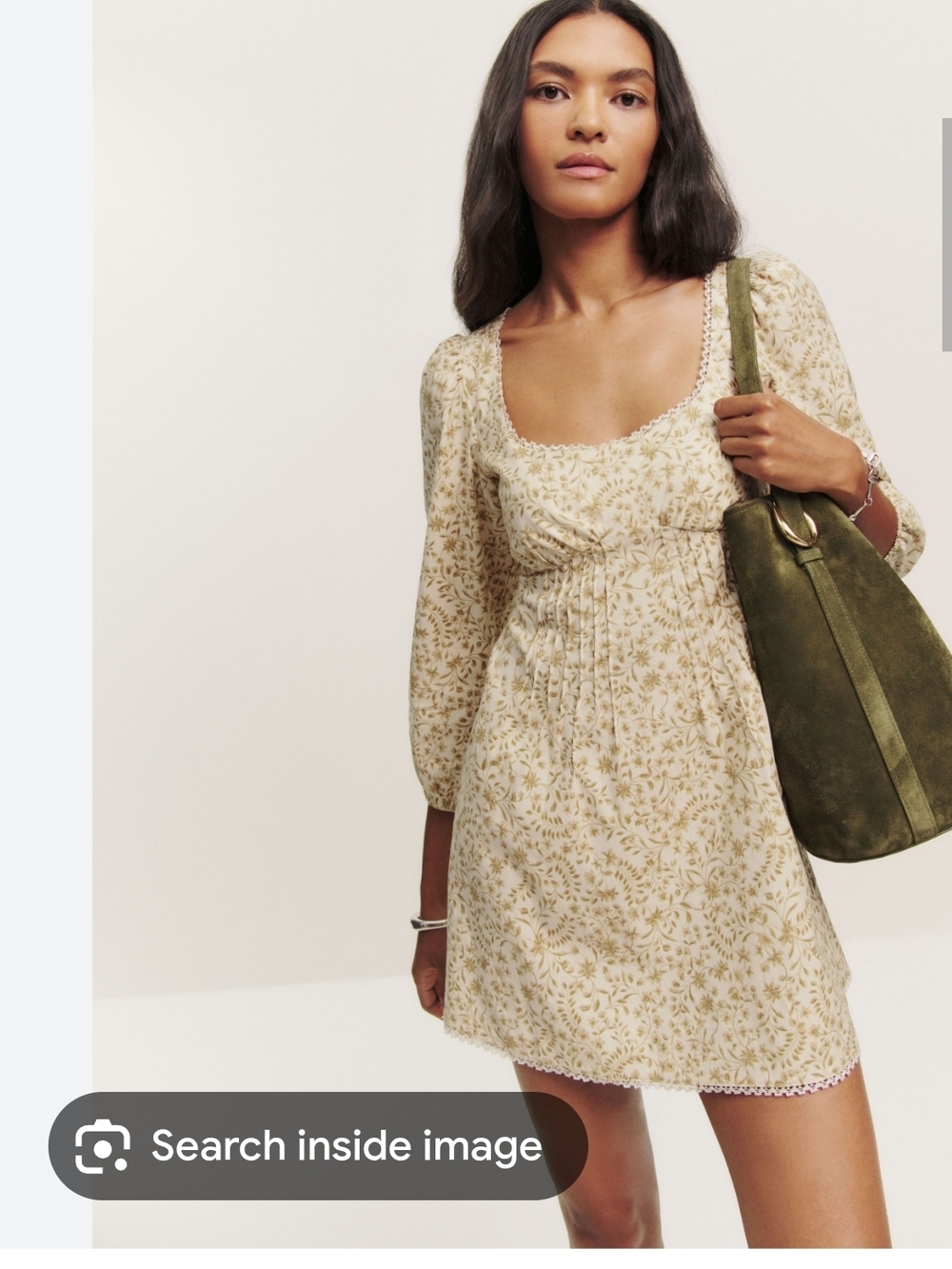 REFORMATION Miara Lace Dress Square Neckline Dress In Hermes NWT Size Medium